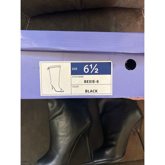 Tried On Only Liliana Black Faux Leather Bexie-8 3" Heel Open Toe Women's 6.5 - Picture 8 of 10